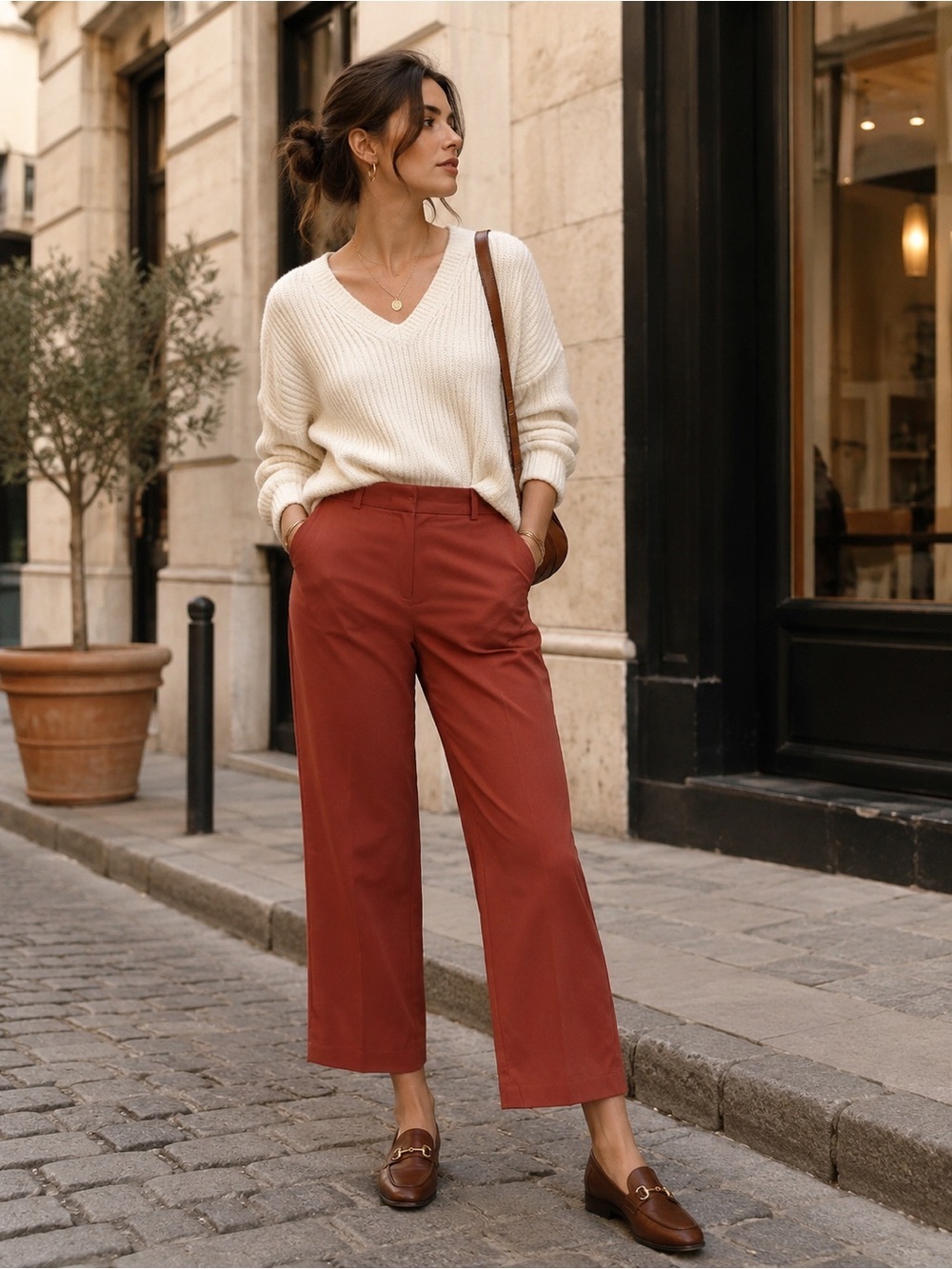 ✨ NWT NY&C Wide Leg Cropped Pants | Rust Terracotta Trouser | Modern Minimal